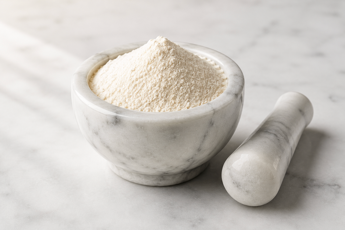 A pestle and mortar that contains premium collagen for dogs for the best supplements for dogs