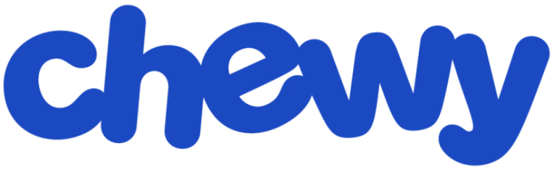 Blue 'chewy' logo on a white background